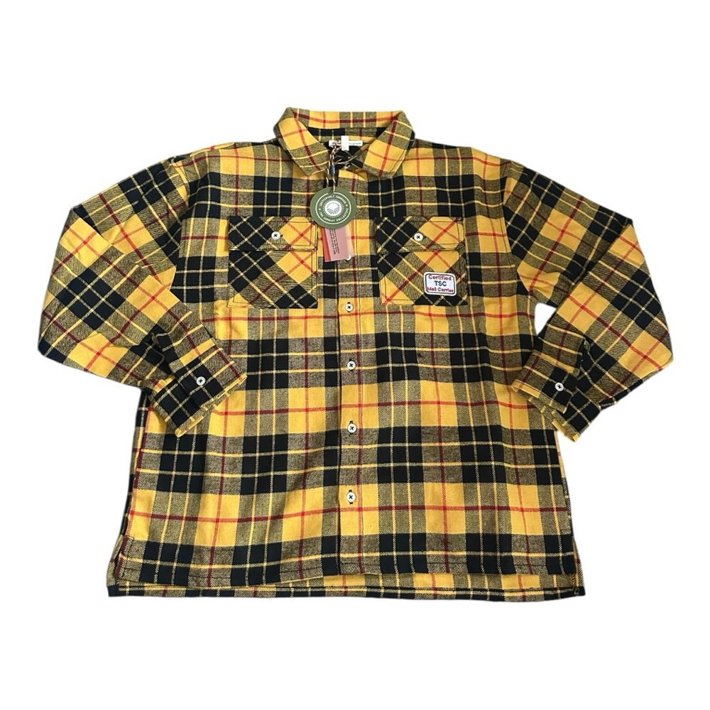 The Sunday Collective Yellow and Black Plaid Button Down Shirt